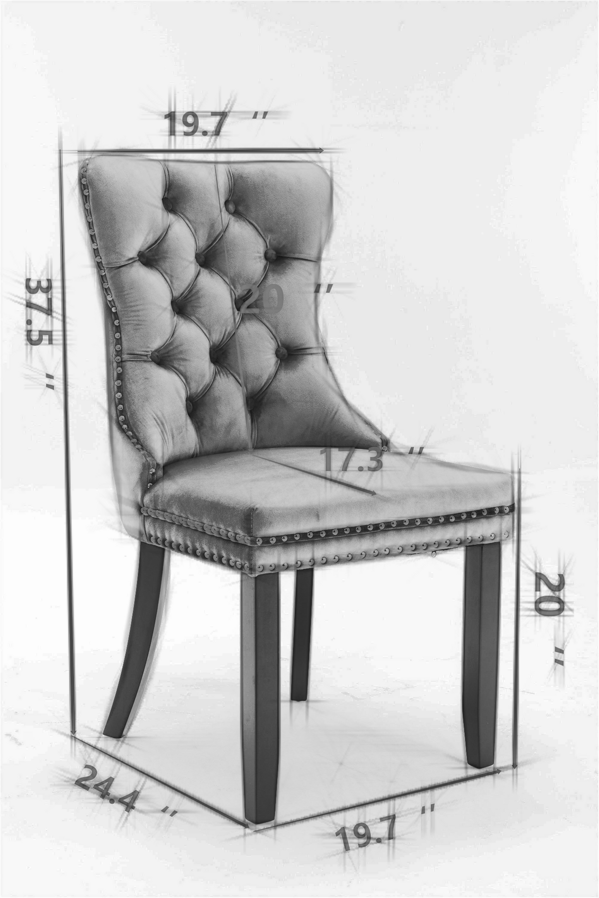 Nikki Collection Modern Velvet Upholstered Dining Chair Set of 2