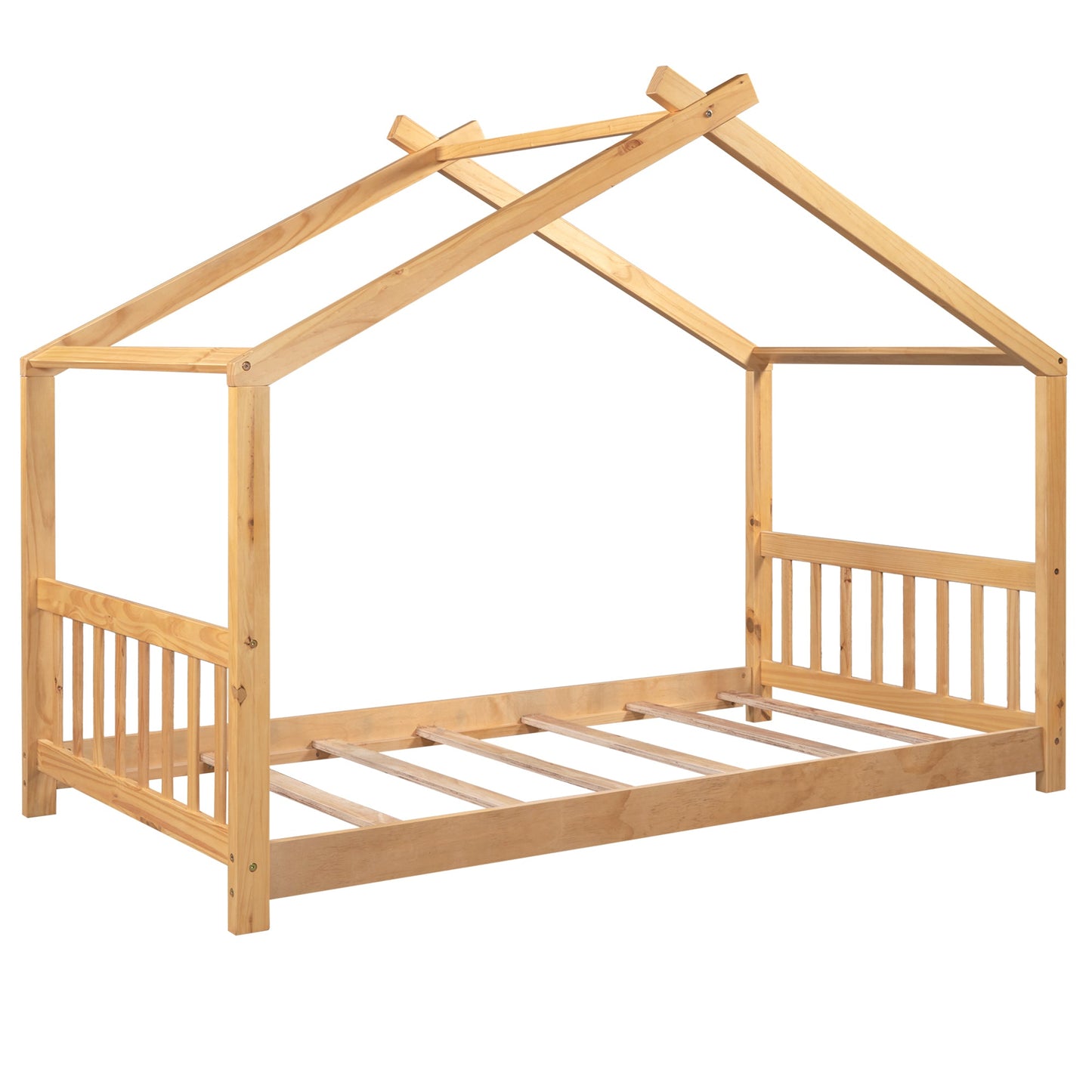 Twin Size House Platform Bed with Headboard and Footboard