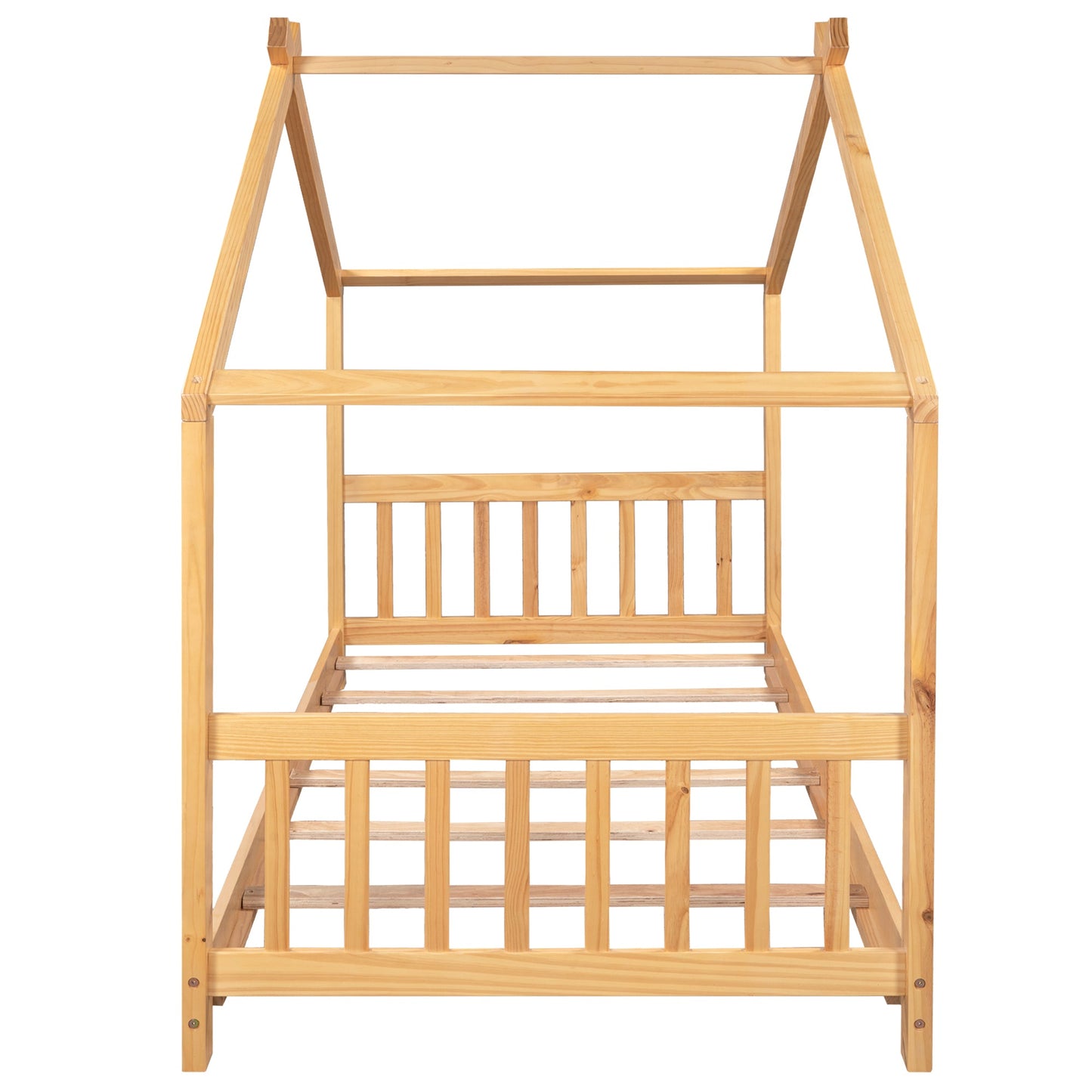 Twin Size House Platform Bed with Headboard and Footboard