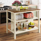 TOPMAX Solid Wood Rustic 3-Piece Kitchen Island Set