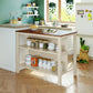 TOPMAX Solid Wood Rustic 3-Piece Kitchen Island Set