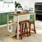 TOPMAX Solid Wood Rustic 3-Piece Kitchen Island Set