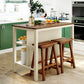 TOPMAX Solid Wood Rustic 3-Piece Kitchen Island Set