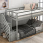Twin Over Twin Floor Bunk Bed, Ladder with Storage
