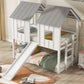 Twin Over Twin House Bunk Bed with Slide and Windows