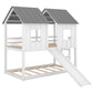 Twin Over Twin House Bunk Bed with Slide and Windows