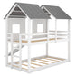 Twin Over Twin House Bunk Bed with Slide and Windows