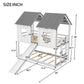 Twin Over Twin House Bunk Bed with Slide and Windows