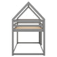 Twin Over Twin Low Bunk Bed with Ladder, Gray