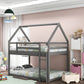 Twin Over Twin Low Bunk Bed with Ladder, Gray