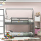 Twin Over Twin Low Bunk Bed with Ladder, Gray
