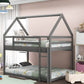 Twin Over Twin Low Bunk Bed with Ladder, Gray