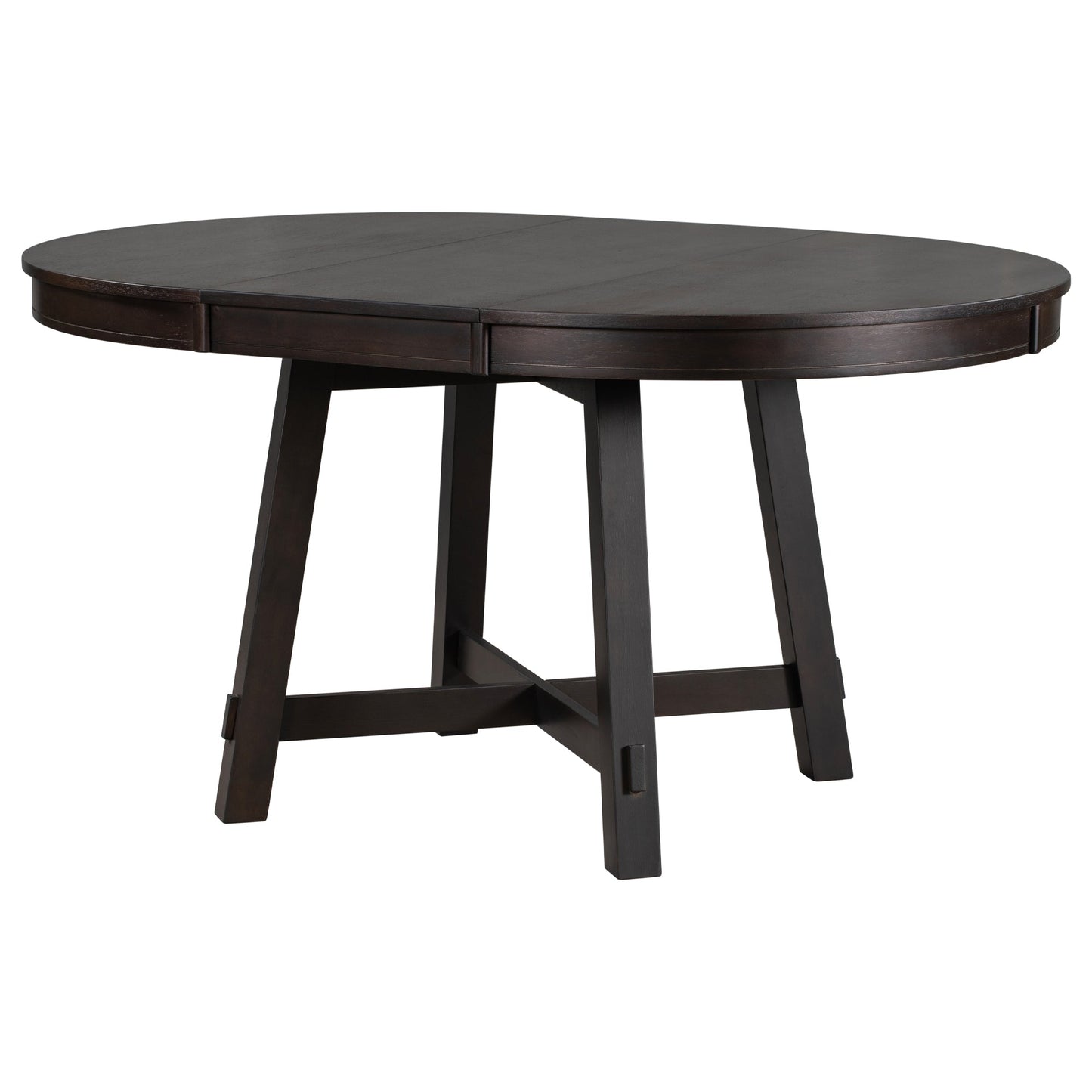 TREXM Farmhouse Round Extendable Dining Table with 16" Leaf