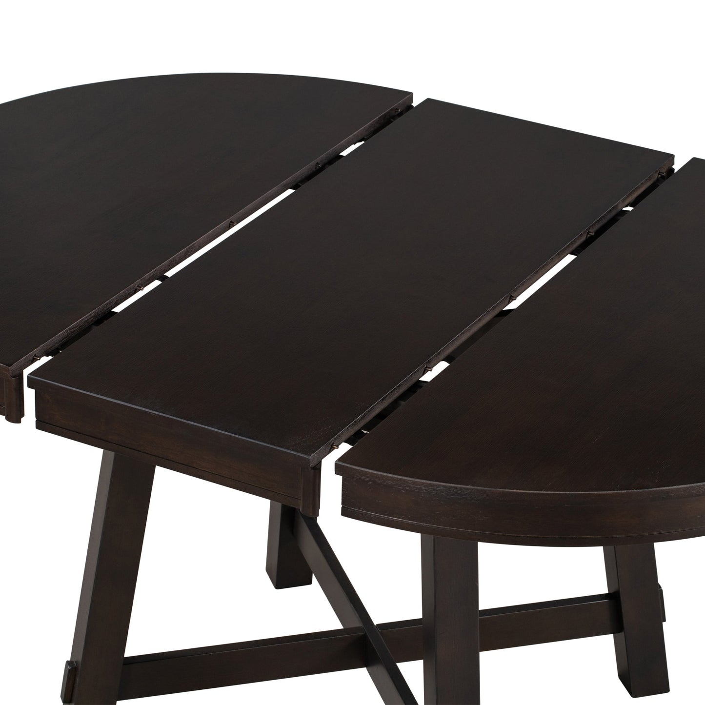 TREXM Farmhouse Round Extendable Dining Table with 16" Leaf