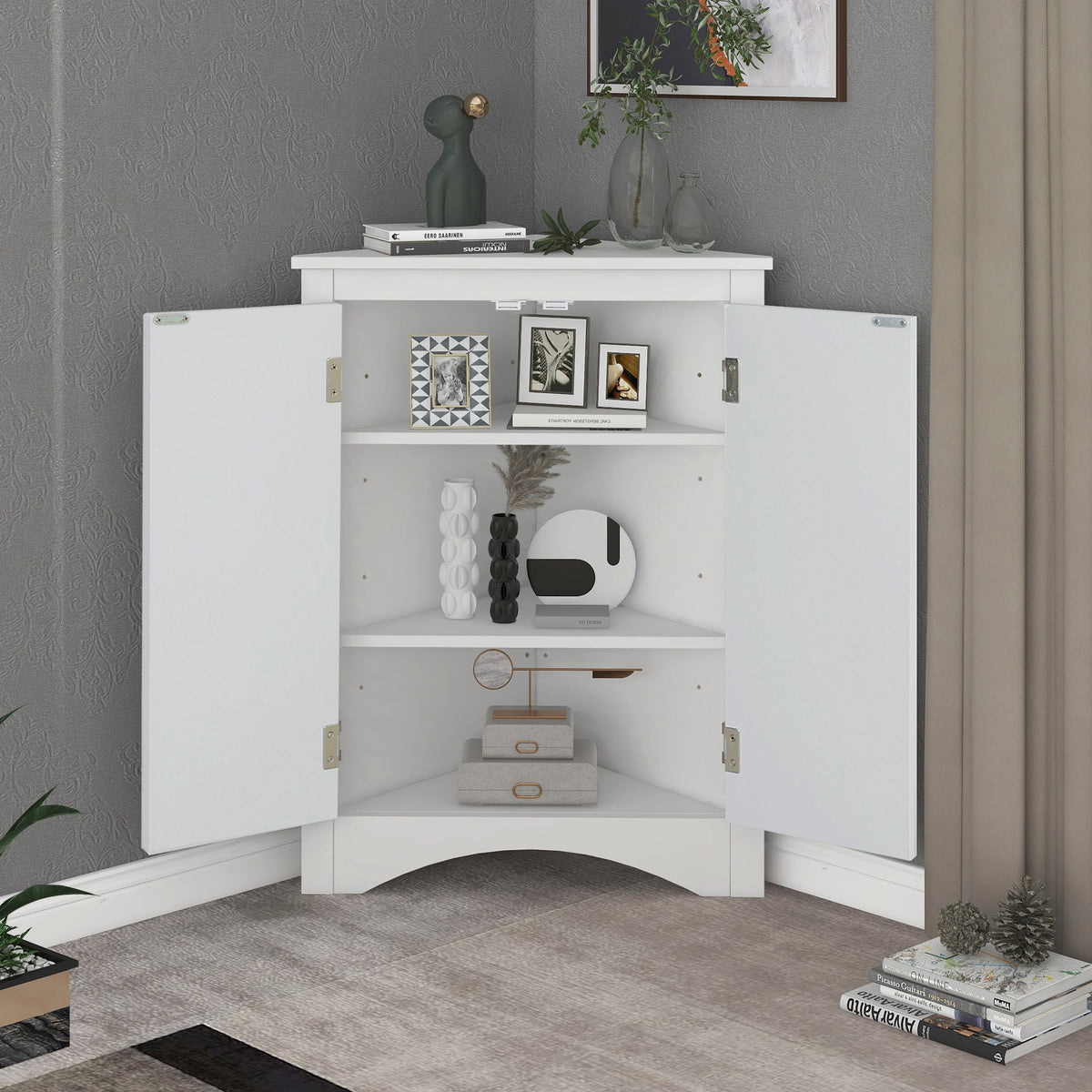 White Triangle Bathroom Storage Cabinet