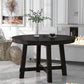 TREXM Farmhouse Round Extendable Dining Table with 16" Leaf