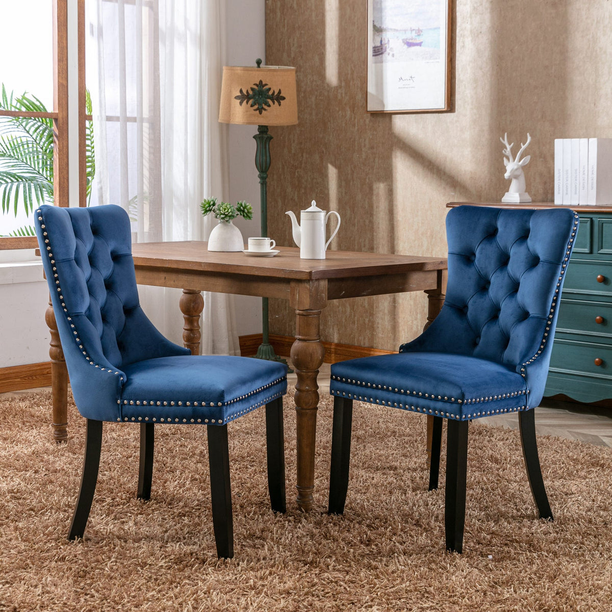 Nikki Collection Modern Velvet Upholstered Dining Chair Set