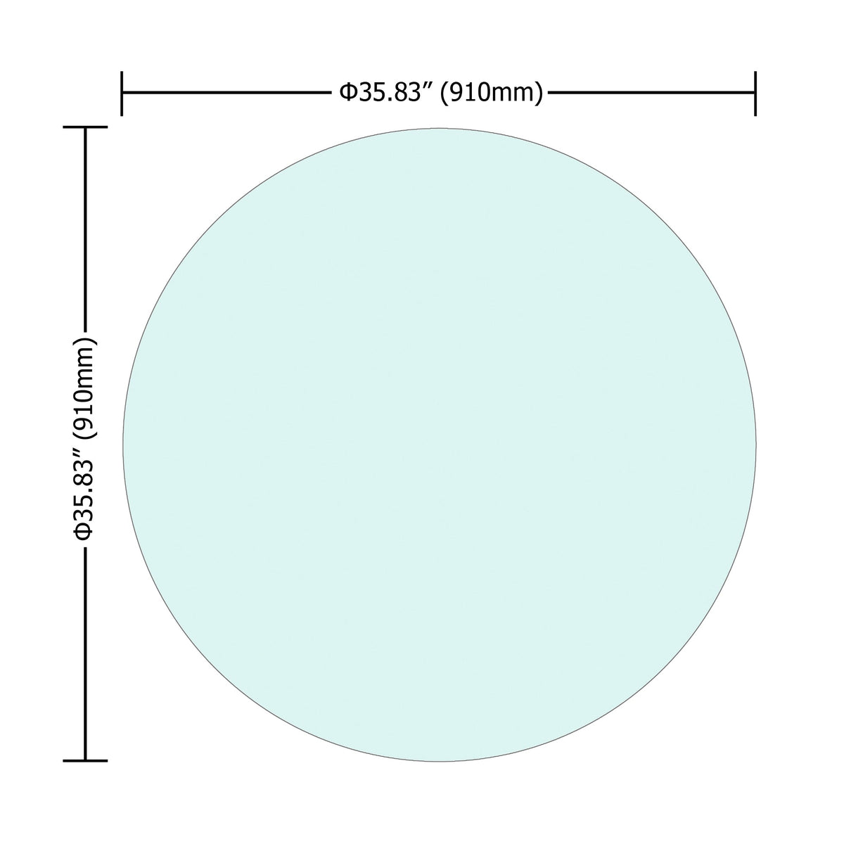 36-Inch Round Tempered Glass Table Top