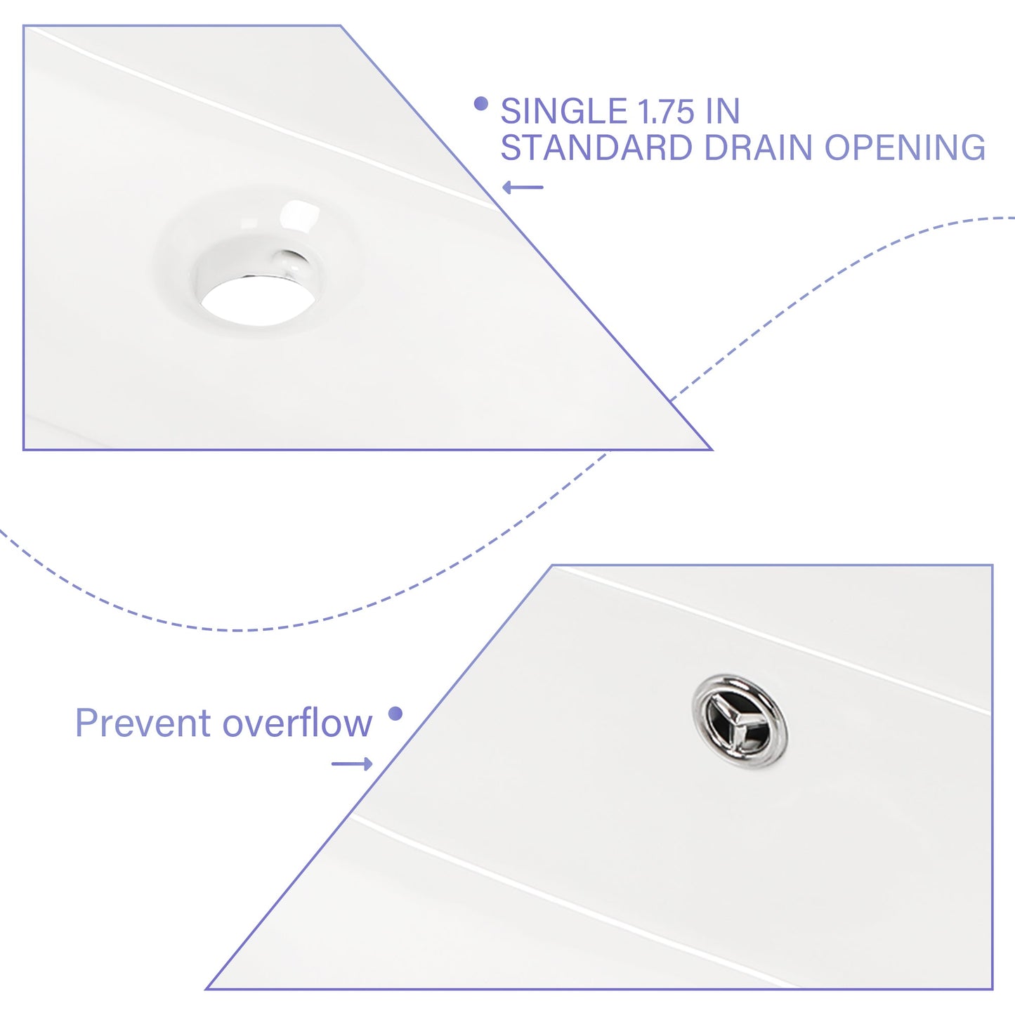 21"x16" White Ceramic Rectangular Wall Mounted Bathroom Sink