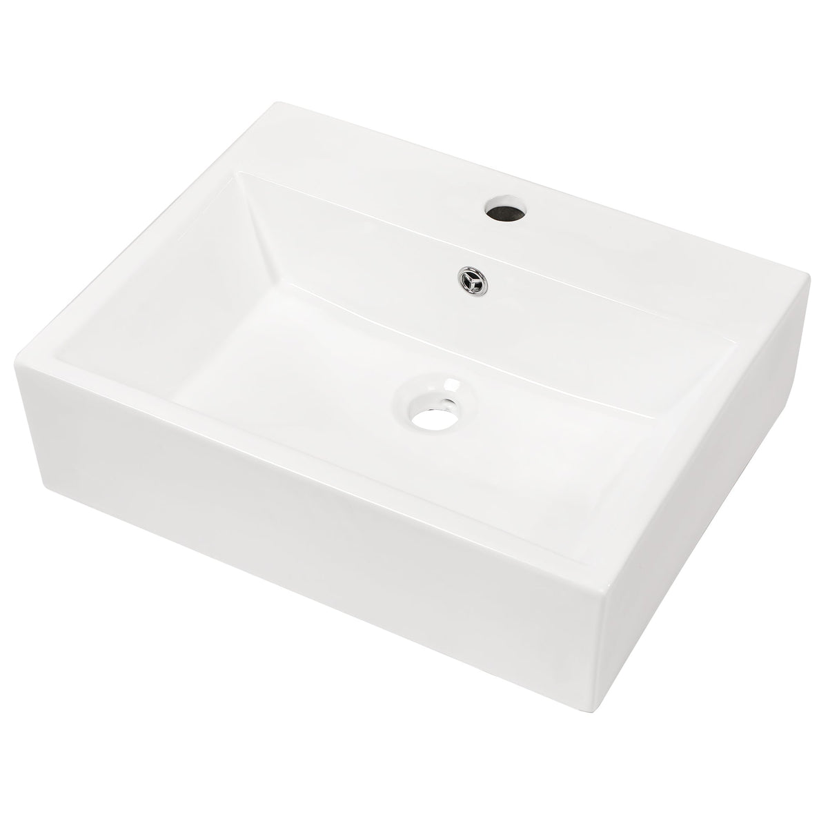 21"x16" White Ceramic Rectangular Wall Mounted Bathroom Sink