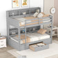 Twin Size Bunk Bed with Built-in Shelves Beside Both Upper and Down Bed