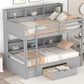 Twin Size Bunk Bed with Built-in Shelves Beside Both Upper and Down Bed