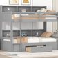 Twin Size Bunk Bed with Built-in Shelves Beside Both Upper and Down Bed