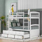 Twin Over Twin Wood Bunk Bed with Trundle and Drawers