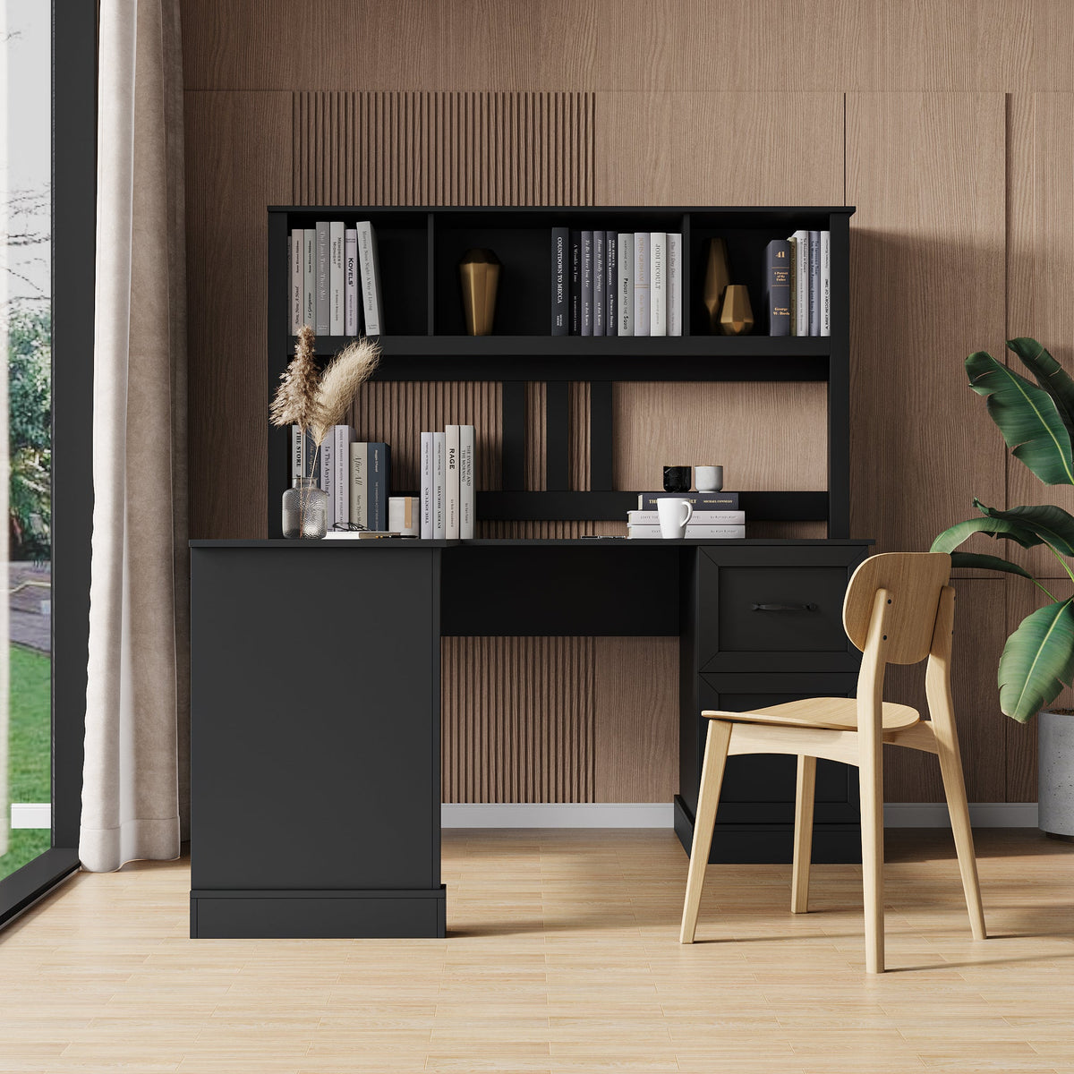 Antiqued Home Office Computer Desk with Hutch
