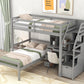 Twin Size Loft Bed with Stand-alone Bed, Storage Staircase, Desk, Shelves and Drawers