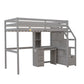 Twin Size Loft Bed with Stand-alone Bed, Storage Staircase, Desk, Shelves and Drawers