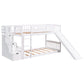 Stairway Twin Over Twin Bunk Bed with Two Drawers and Slide - White
