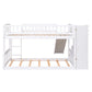 Stairway Twin Over Twin Bunk Bed with Two Drawers and Slide - White