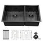 Double Bowl (60/40) Undermount Sink - 33"x19"x10" Gunmetal