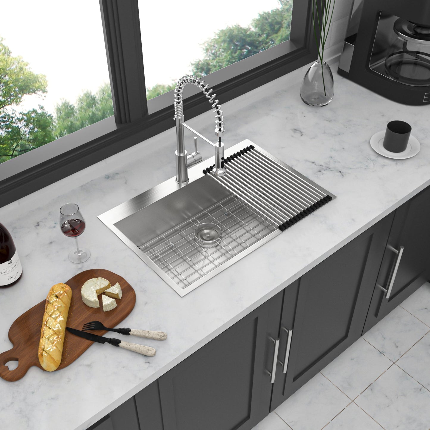 33" Drop In Kitchen Sink - 16 Gauge Stainless Steel