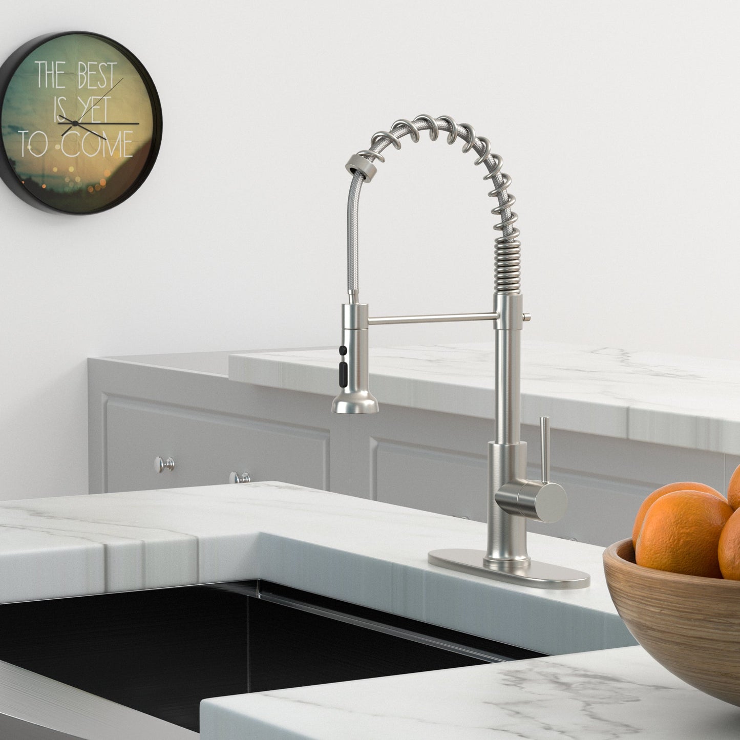 21-Inch Commercial Kitchen Faucet with Dual Function Pull-Down Sprayhead