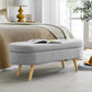Ottoman Oval Storage Bench, Rubber Wood Legs, Grey
