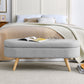 Ottoman Oval Storage Bench, Rubber Wood Legs, Grey