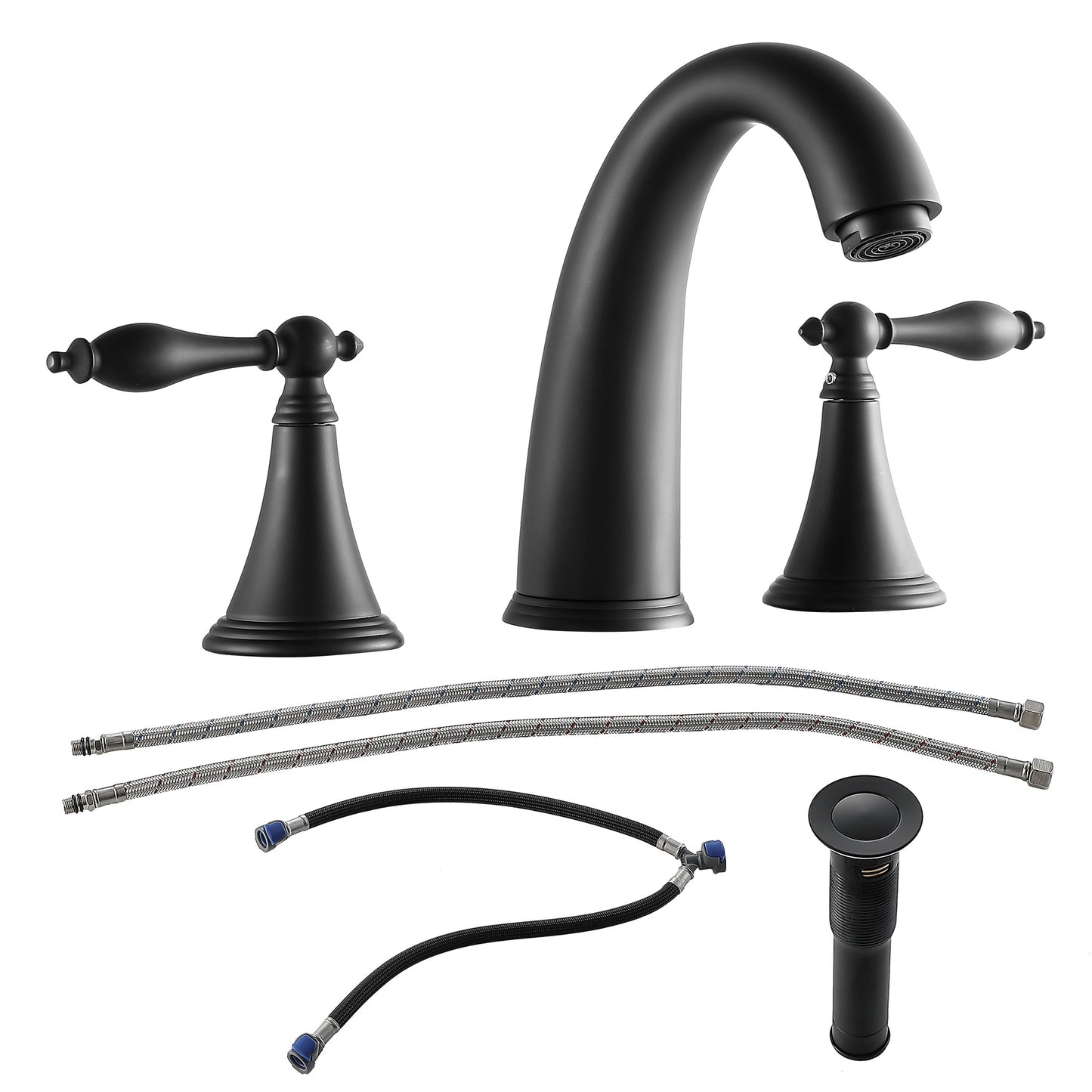 Matte Black 2 Handle Widespread Bathroom Faucet