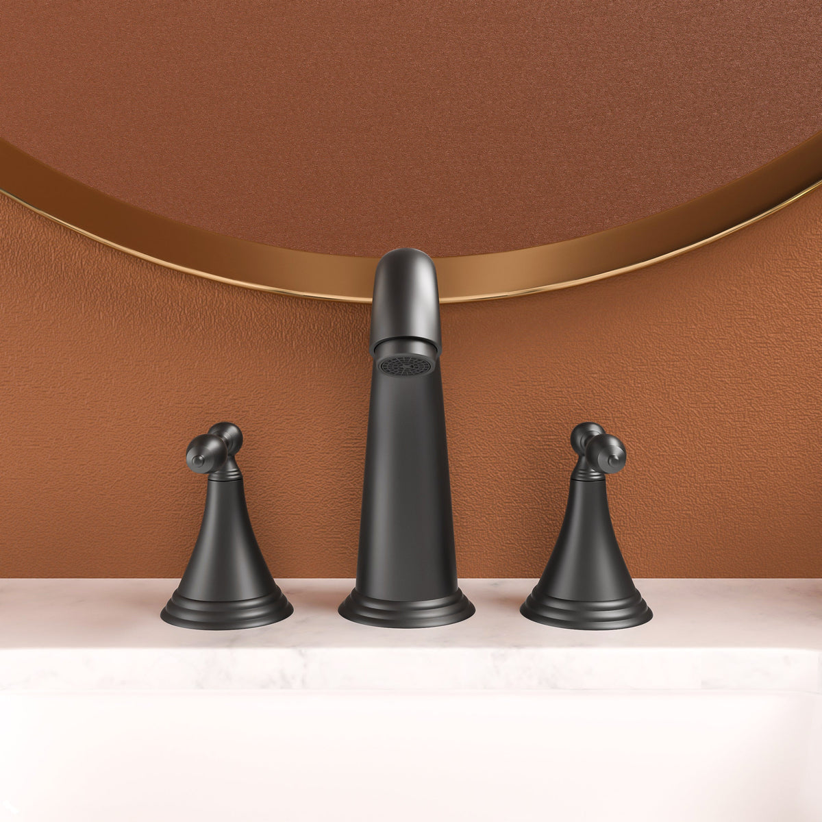 Matte Black 2 Handle Widespread Bathroom Faucet