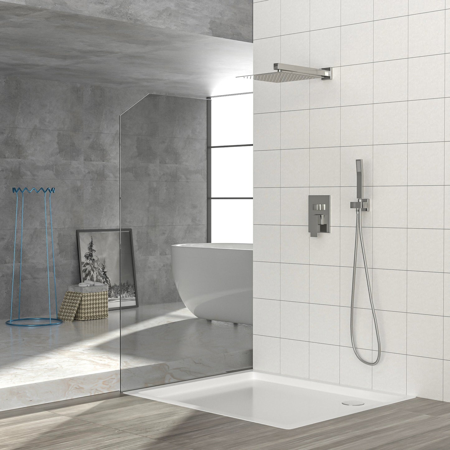 Dual Shower Head - 10 Inch Wall Mounted Square Shower System