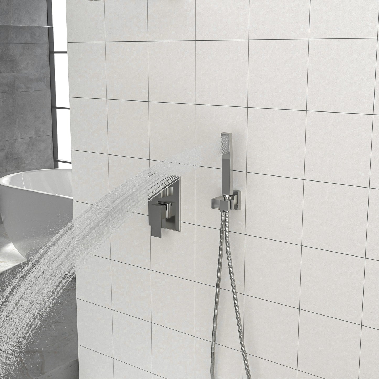 Dual Shower Head - 10 Inch Wall Mounted Square Shower System