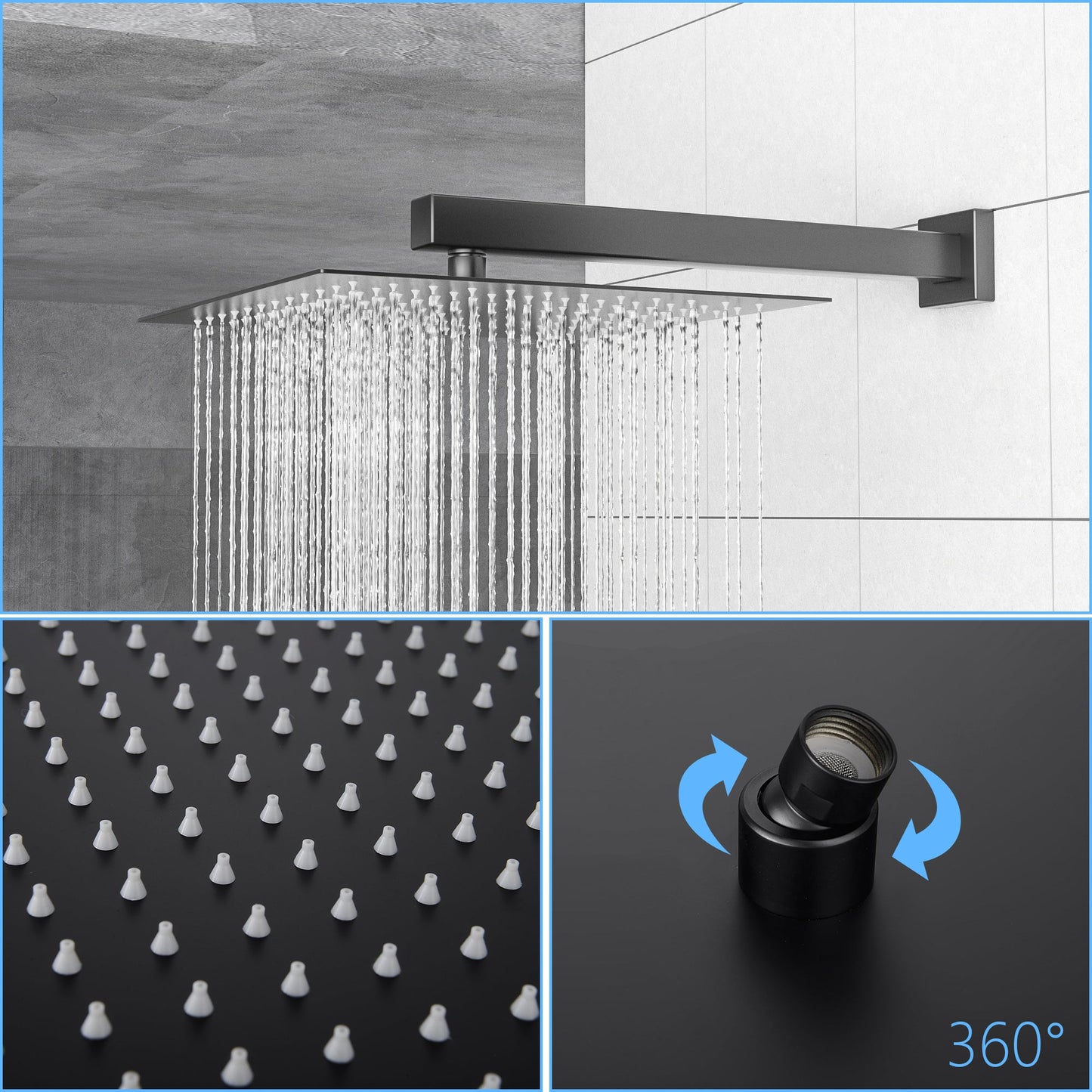 Shower System with Adjustable Slide Bar - Matte Black