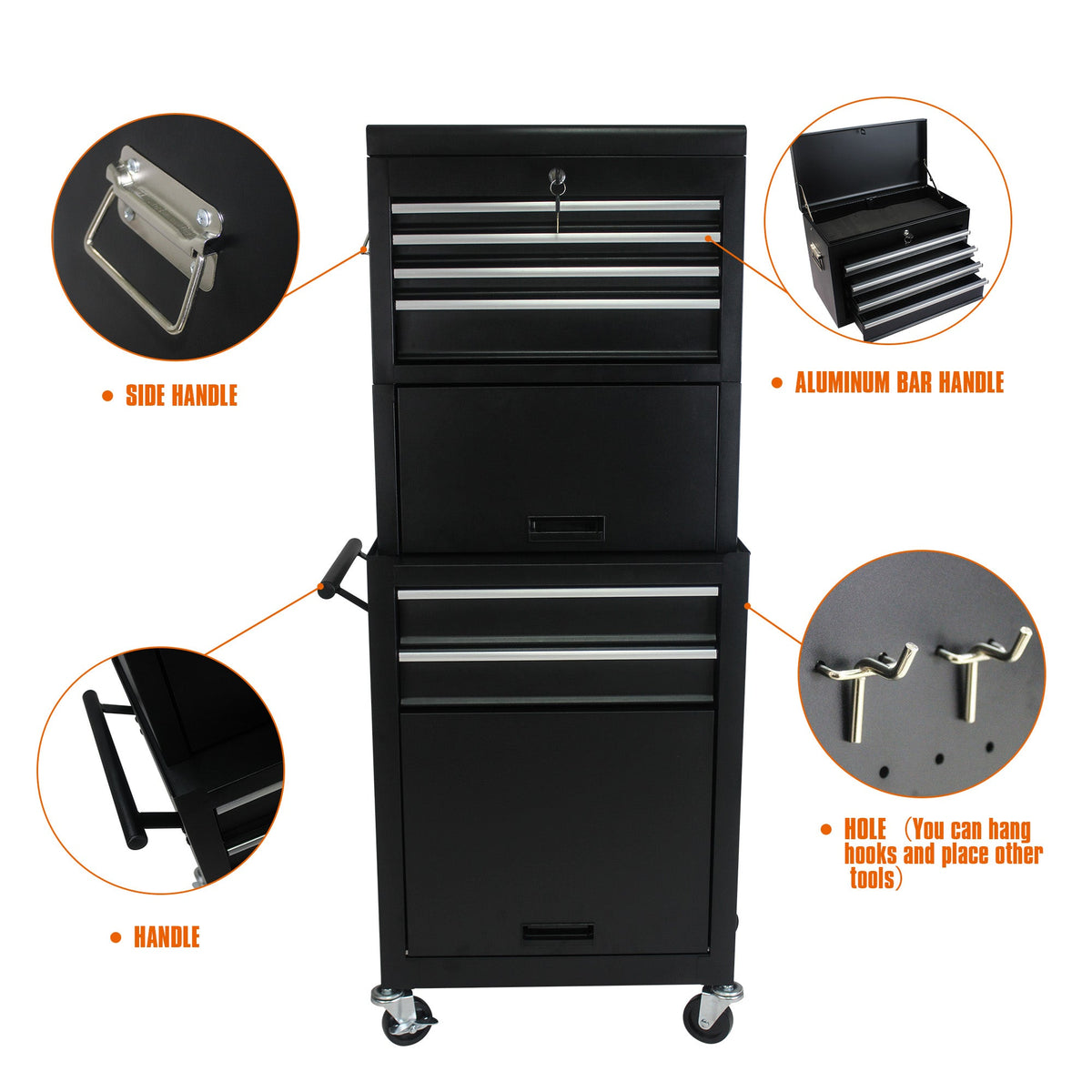 Tool Cabinet on Wheels - 6-Drawer Lockable Rolling Tool Chest