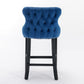 Contemporary Velvet Upholstered Wing-Back Barstools