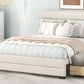 Queen Upholstered Platform Bed with Twin Size Trundle and Two Drawers