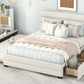 Queen Upholstered Platform Bed with Twin Size Trundle and Two Drawers