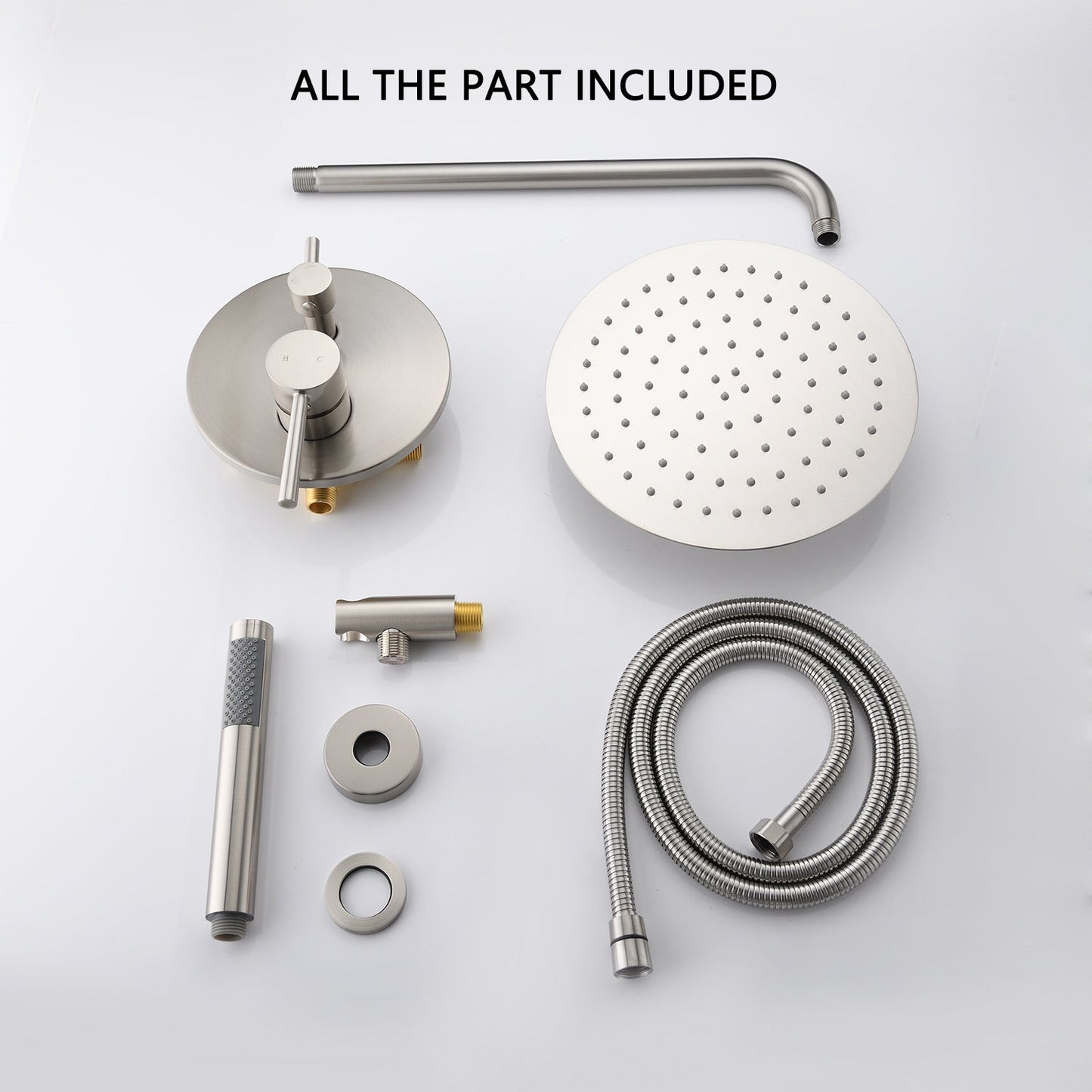 10" Brushed Nickel Round Rain Shower Head and Handheld Shower Head Set