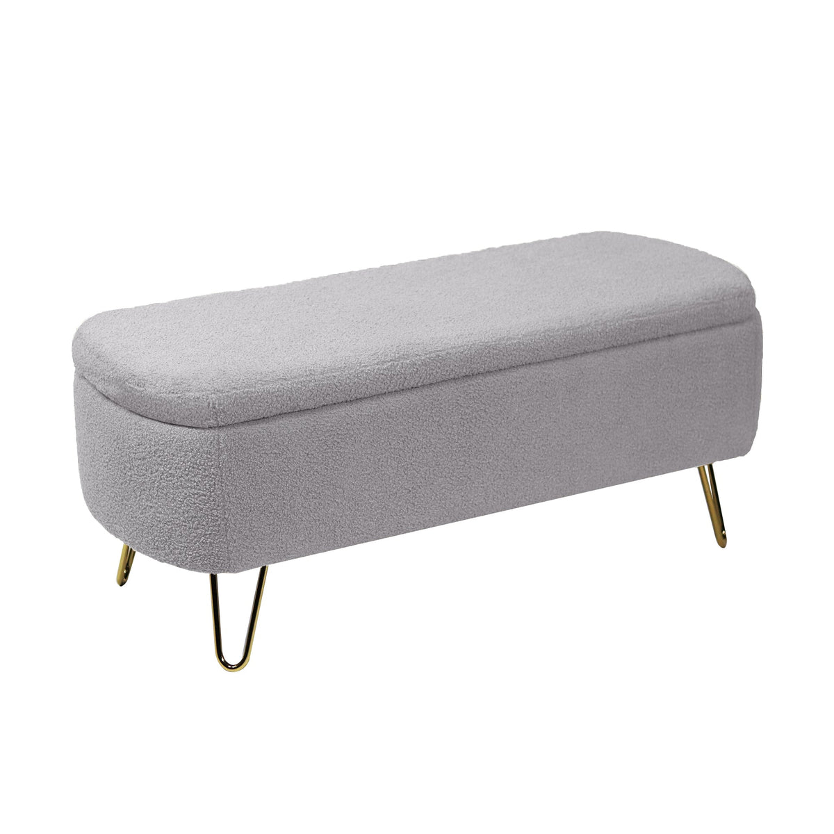Grey Storage Ottoman Bench for End of Bed