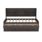 Twin Size Wooden Captain Bed with Built-in Bookshelves, Three Storage Drawers, and Trundle, Antique